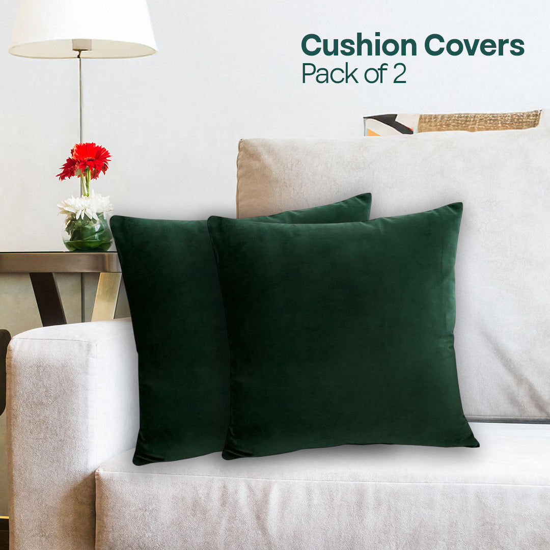 Green Glaze! Premium Velvet Cushion Covers, Pack of 2