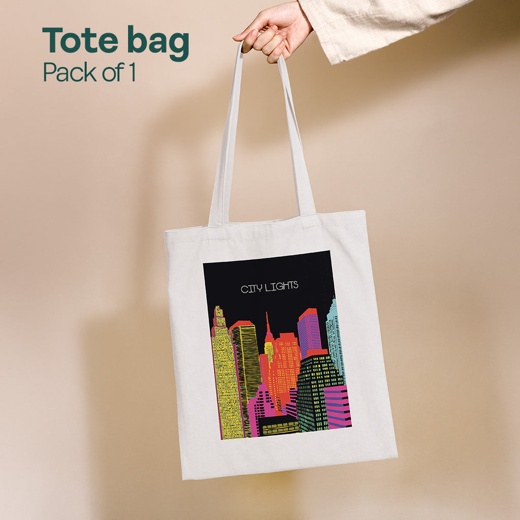 City Lights! Canvas Tote Bag, 100% Recycled Fabric, Pack of 1
