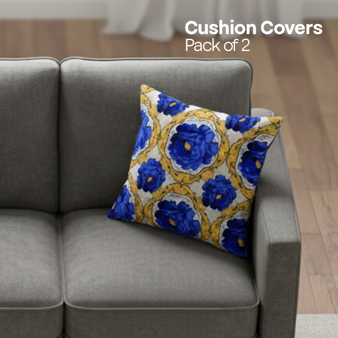 Red & Royal! Premium Printed Cushion Covers, Pack of 2