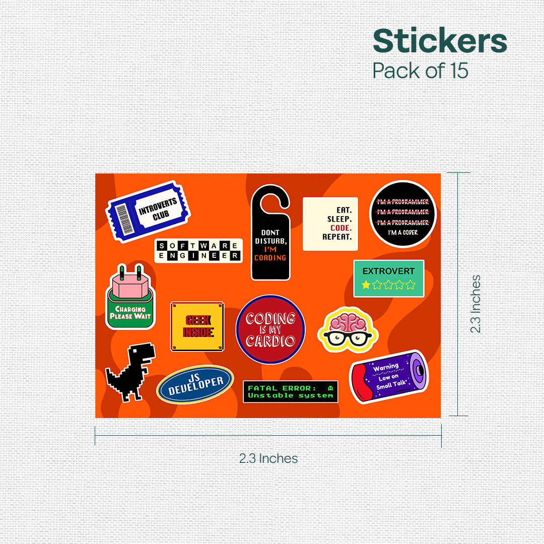 Geek Mode On! Premium Matt Stickers, Pack of 15