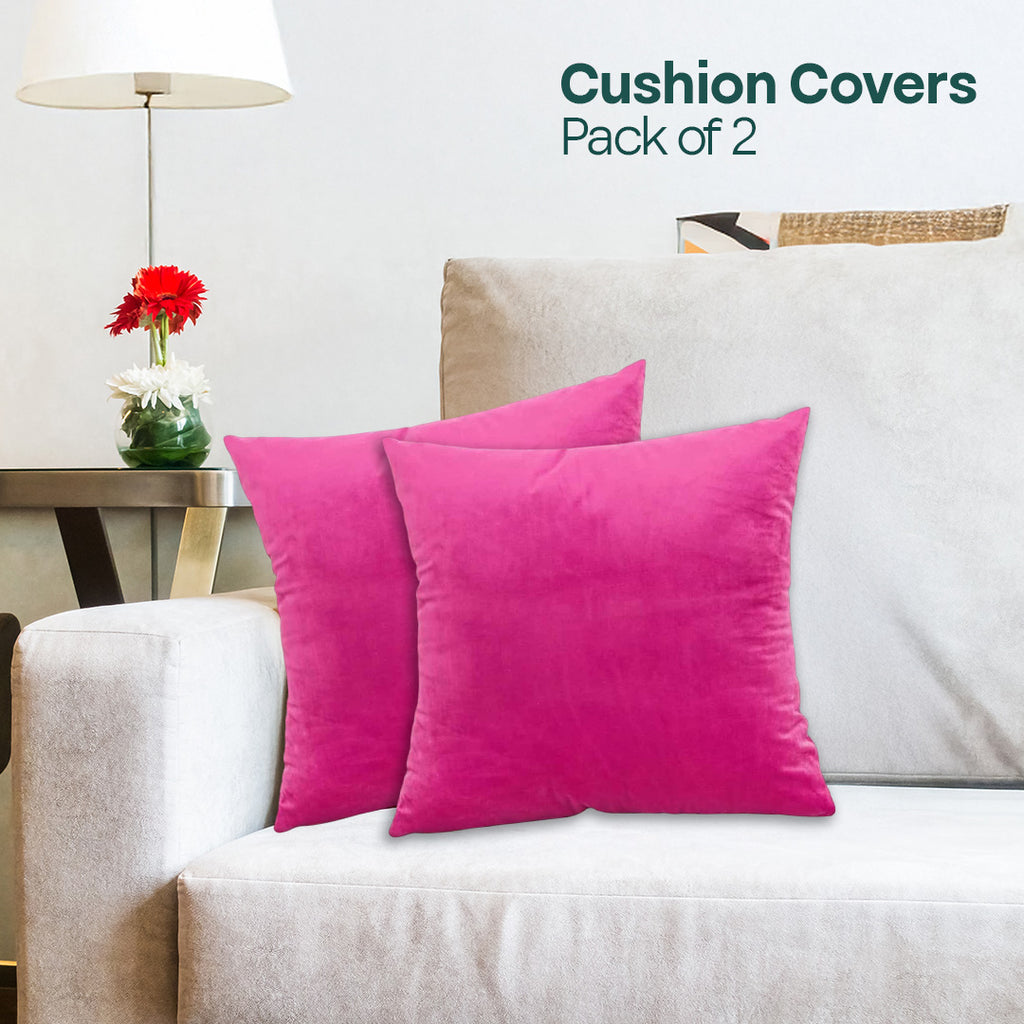 Pink Plush! Premium Velvet Cushion Covers, Pack of 2