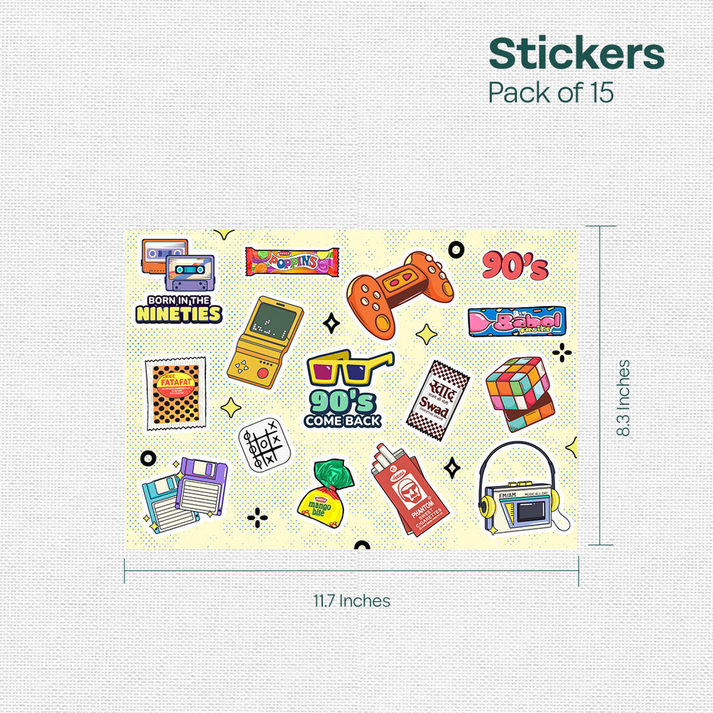 The 90s Project! Premium Matt Stickers, Pack of 15