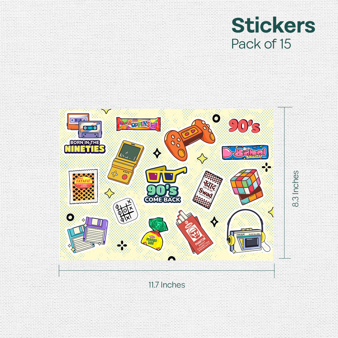 The 90s Project! Premium Matt Stickers, Pack of 15