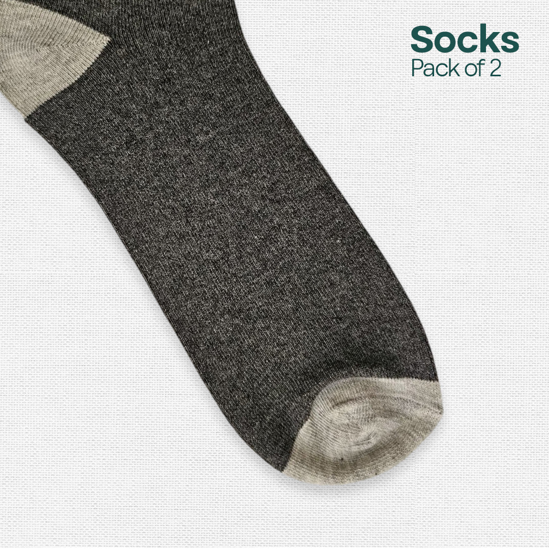 Charcoal & Blue! Mix Unisex Socks, Premium Cotton, Low Ankle Length, Pack of 2