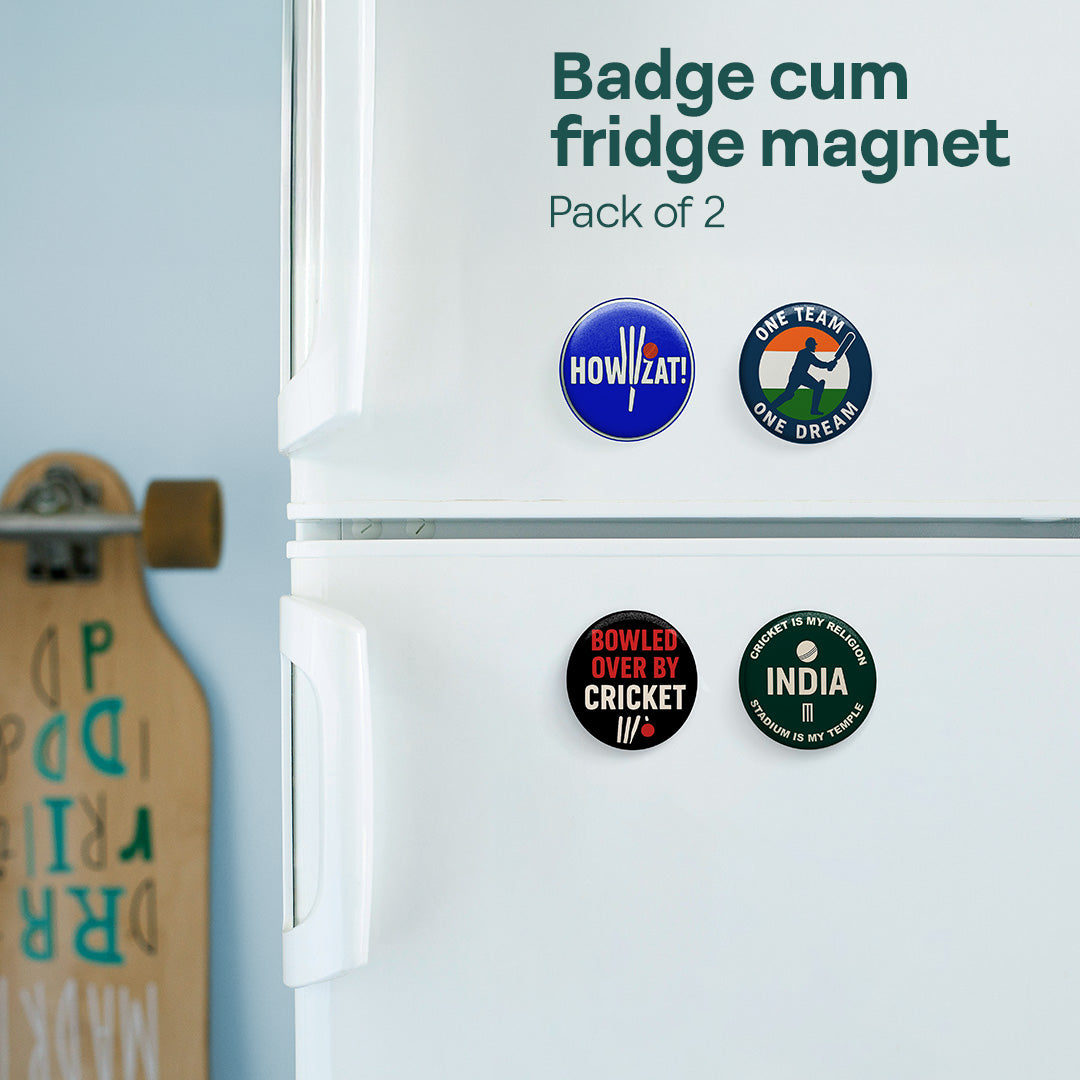 Bowled Over! Badge Cum Fridge Magnet, Pack of 2