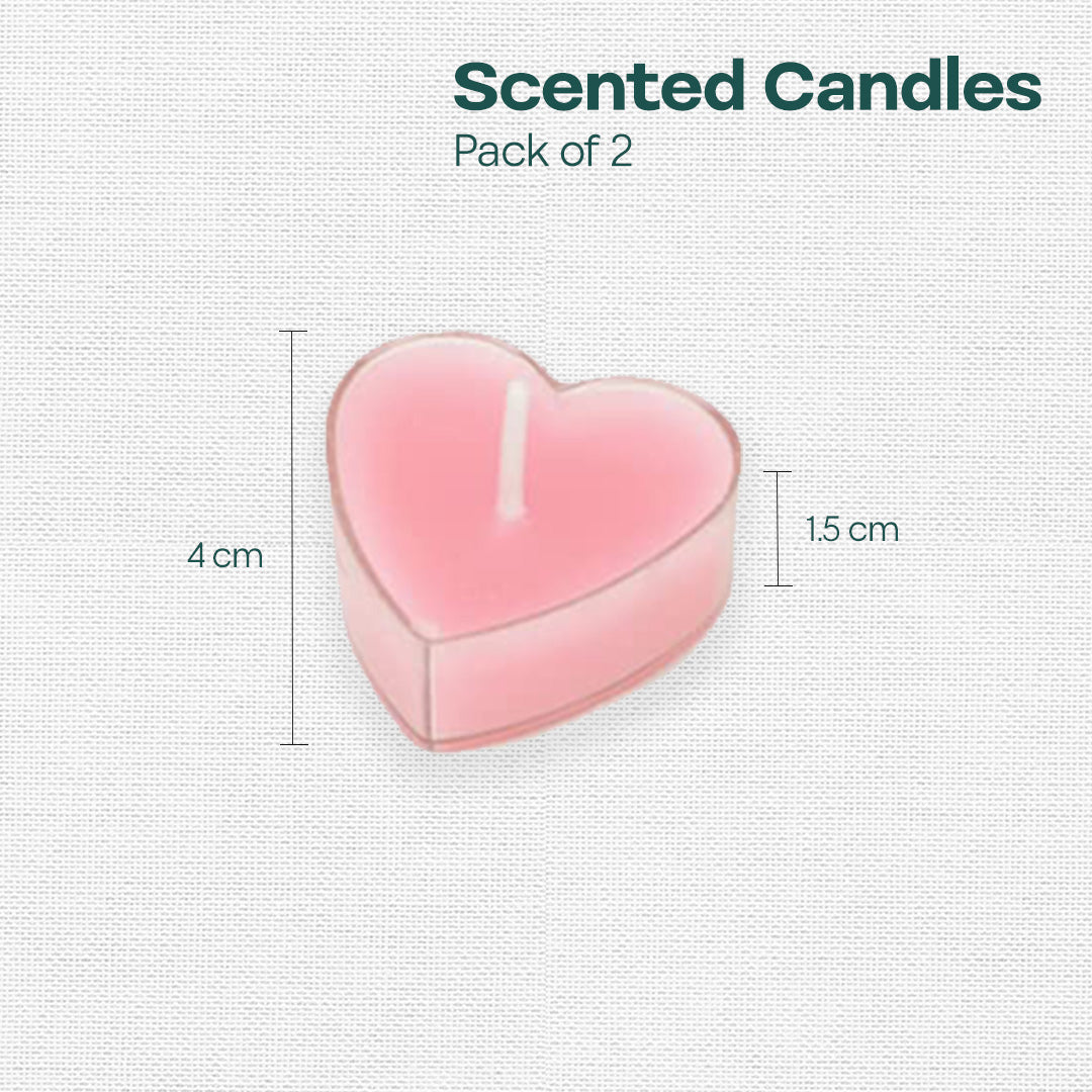 Pink Hearts! Scented Mini Candles, Pack of 2