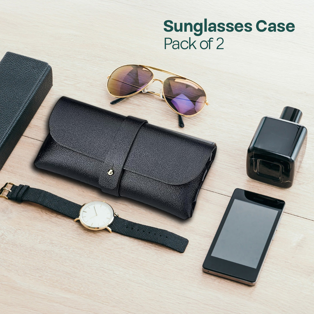 Black & Black! Eyewear Case, Premium Faux Leather, Pack of 2