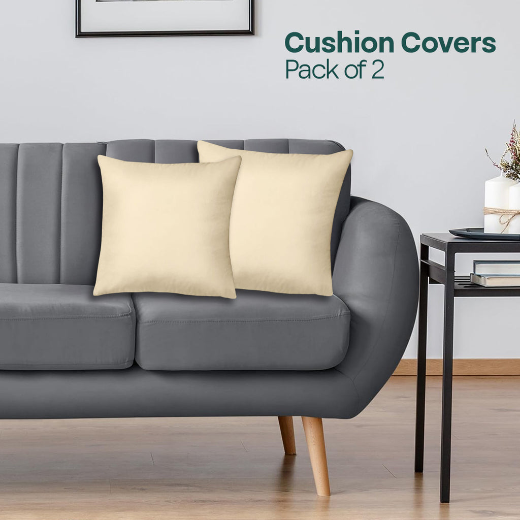 Cream Carnation! Premium Velvet Cushion Covers, Pack of 2