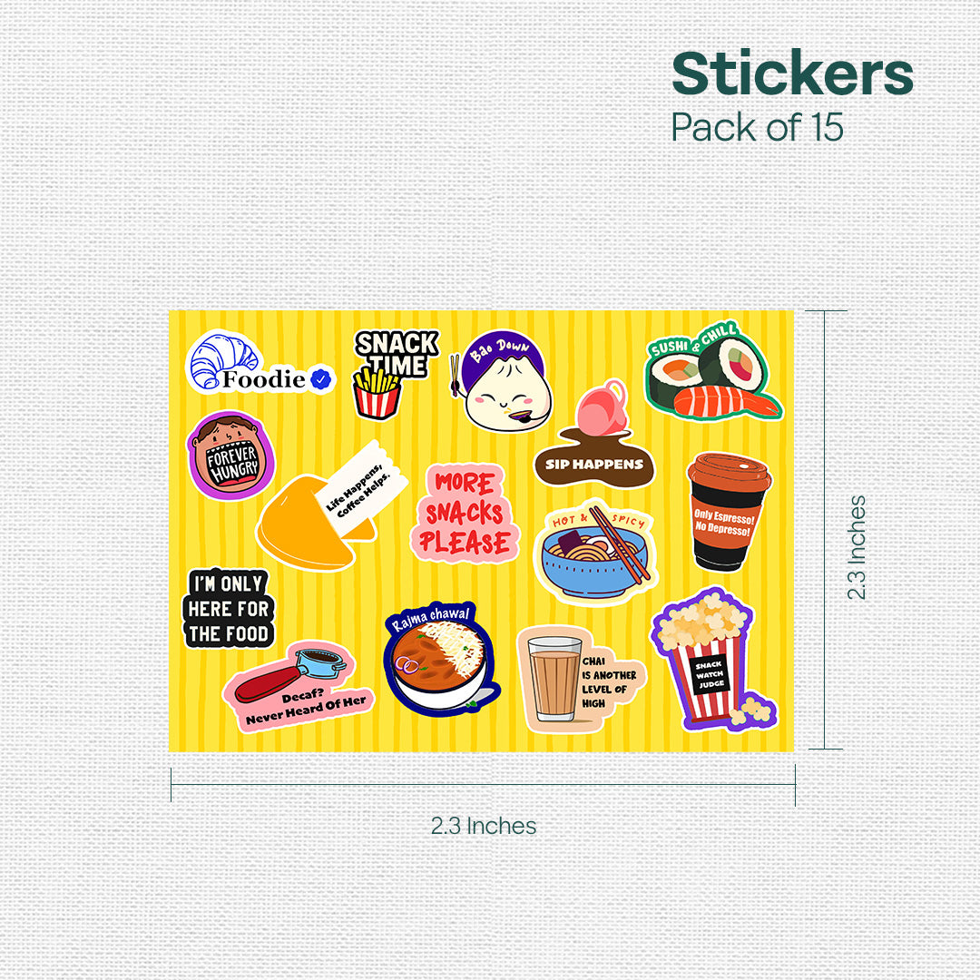 Food Coma! Premium Matt Stickers, Pack of 15