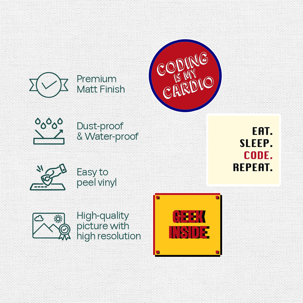 Geek Mode On! Premium Matt Stickers, Pack of 15