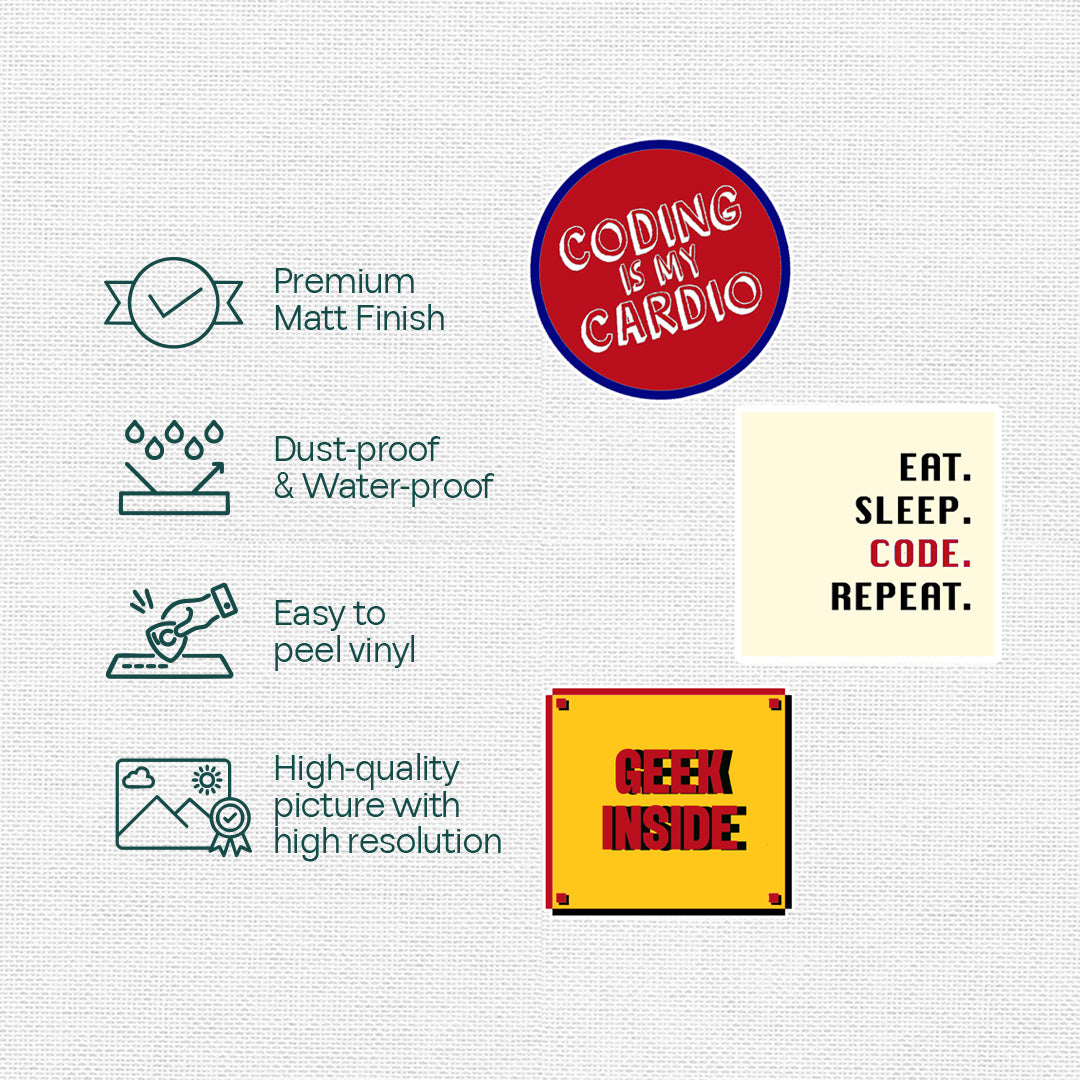 Geek Mode On! Premium Matt Stickers, Pack of 15