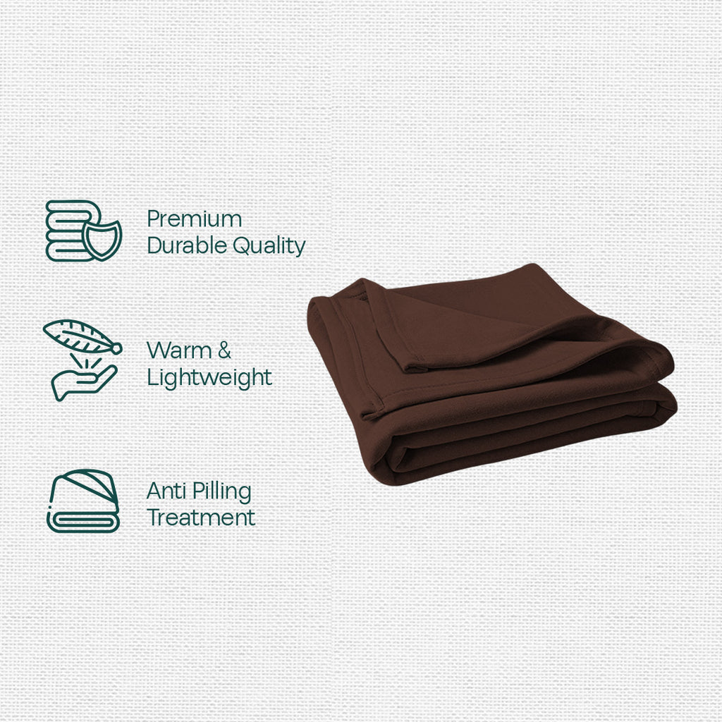 Brown Bliss! Polar Fleece Blanket Single Bed 400 GSM, Pack of 1