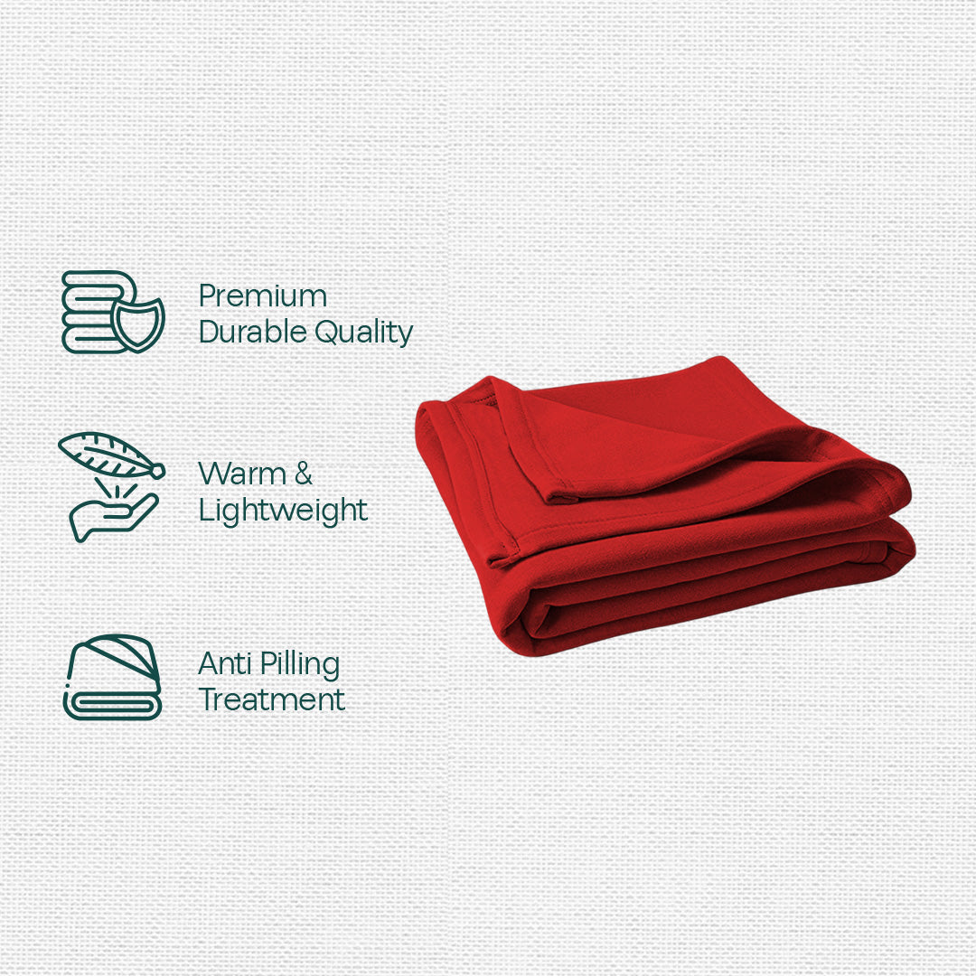 Red Realm! Polar Fleece Blanket Single Bed 400 GSM, Pack of 1