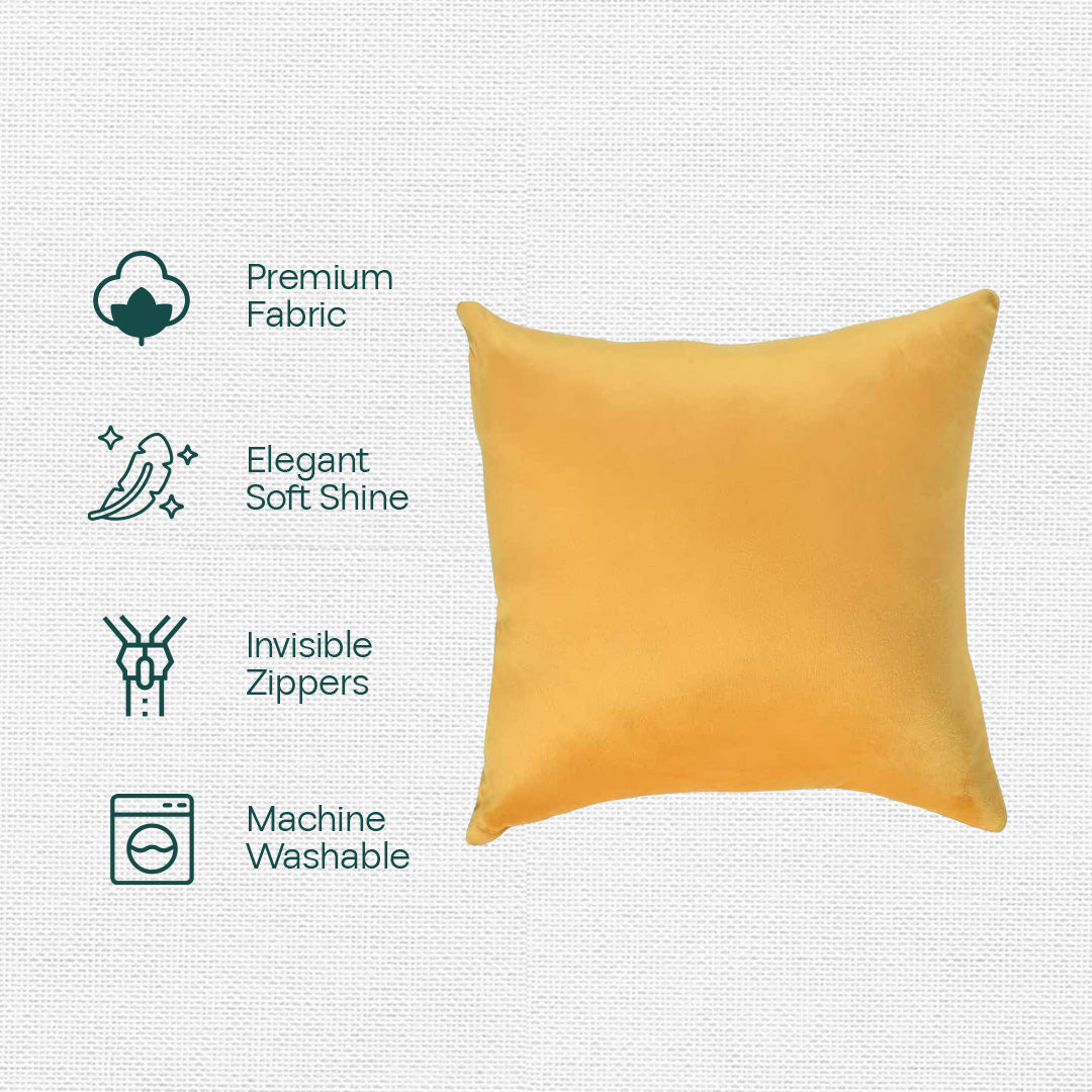 Yellow Yield ! Premium Velvet Cushion Covers, Pack of 2