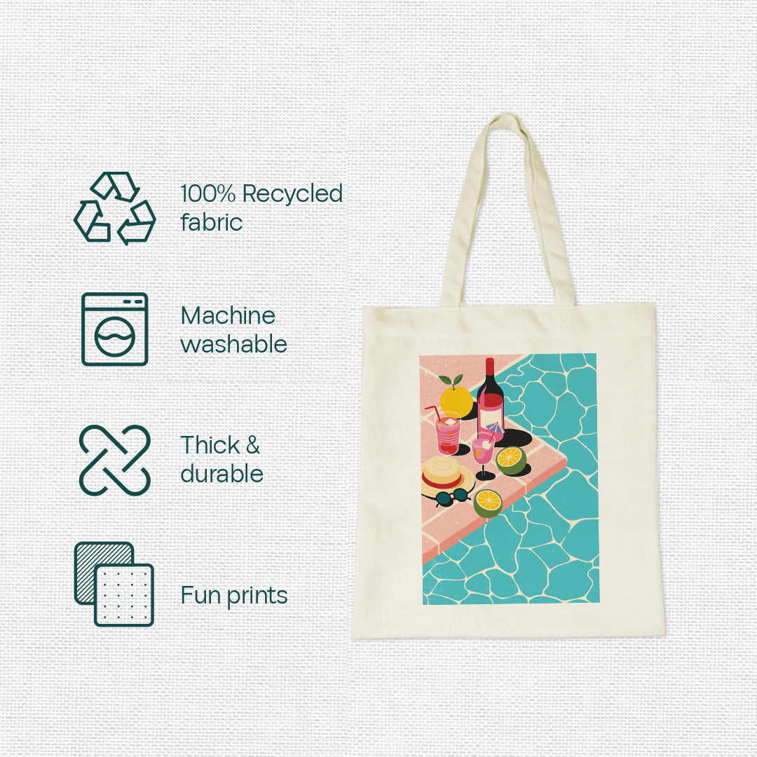 Water Vibes! Canvas Tote Bag, 100% Recycled Fabric, Pack of 1
