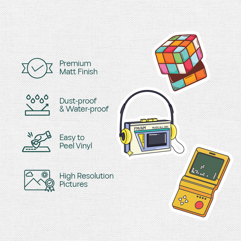 The 90s Project! Premium Matt Stickers, Pack of 15