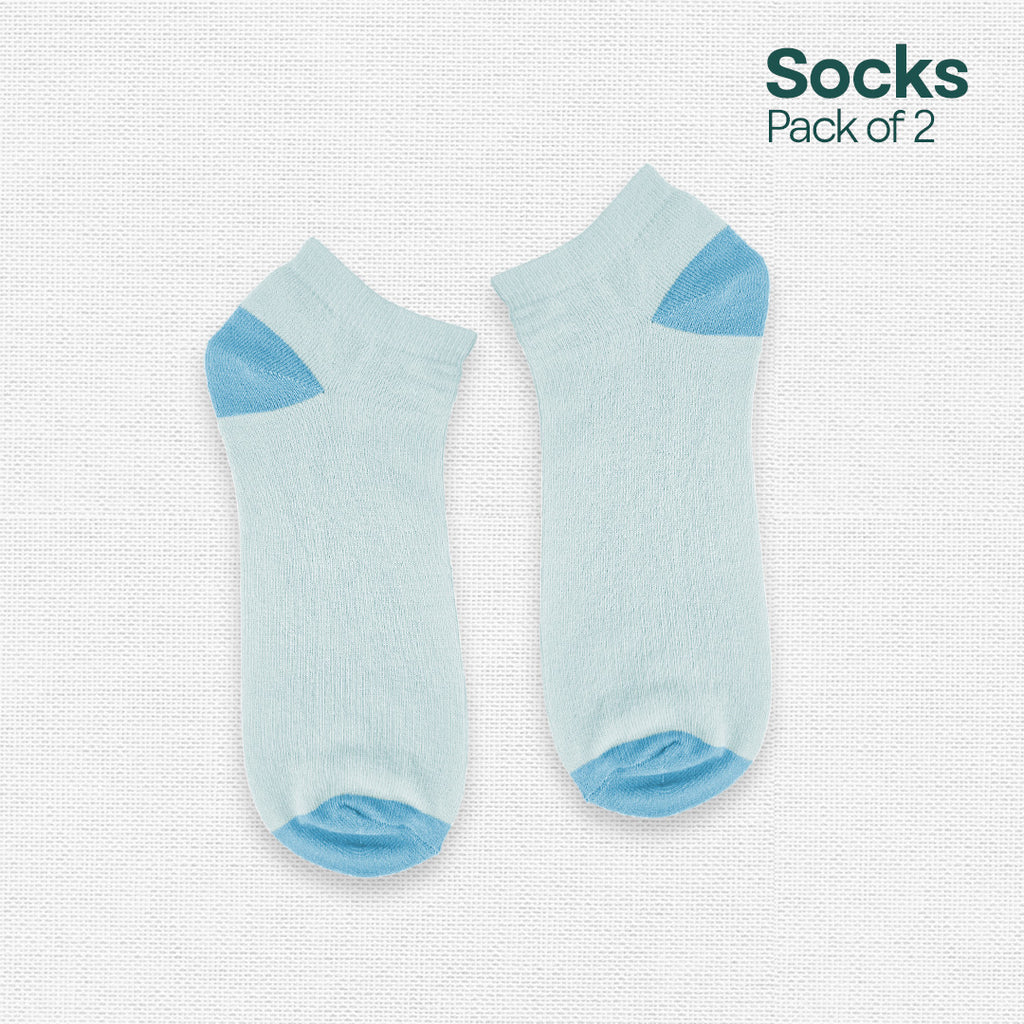 Blue & Beige! Mix Unisex Socks, Premium Cotton, Low Ankle Length, Pack of 2