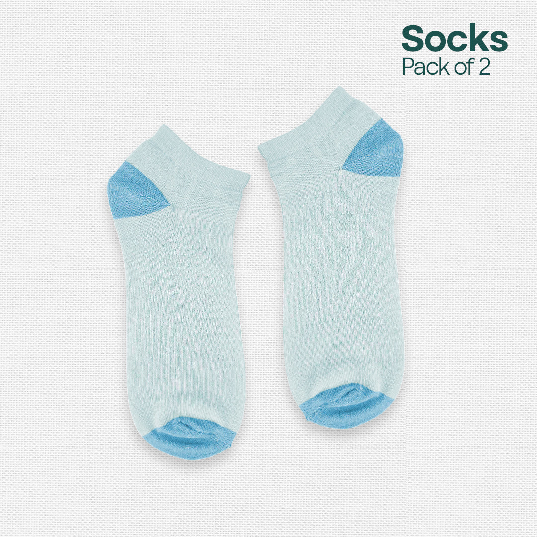 Blue & Beige! Mix Unisex Socks, Premium Cotton, Low Ankle Length, Pack of 2