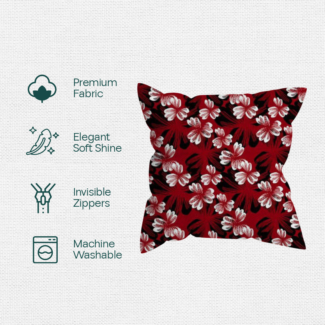 Red Floral! Premium Printed Cushion Covers, Pack of 1
