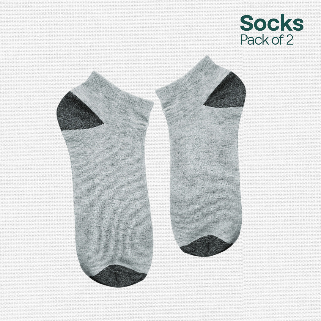 Beige & Melange! Mix Unisex Socks, Premium Cotton, Low Ankle Length, Pack of 2