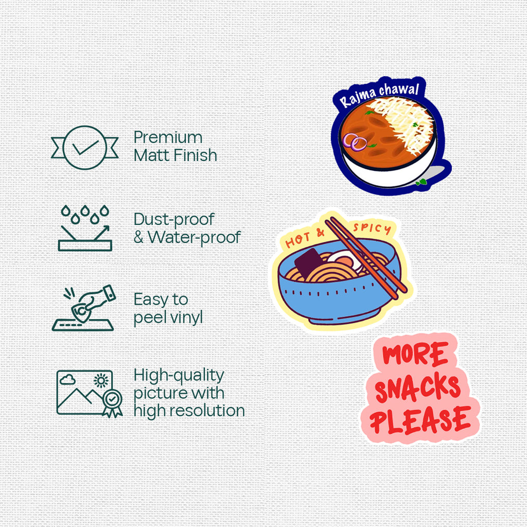 Food Coma! Premium Matt Stickers, Pack of 15