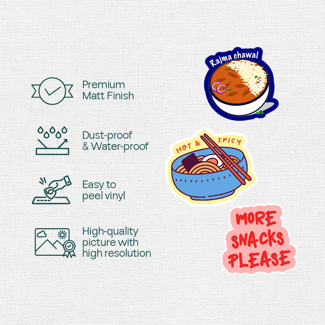 Food Coma! Premium Matt Stickers, Pack of 15
