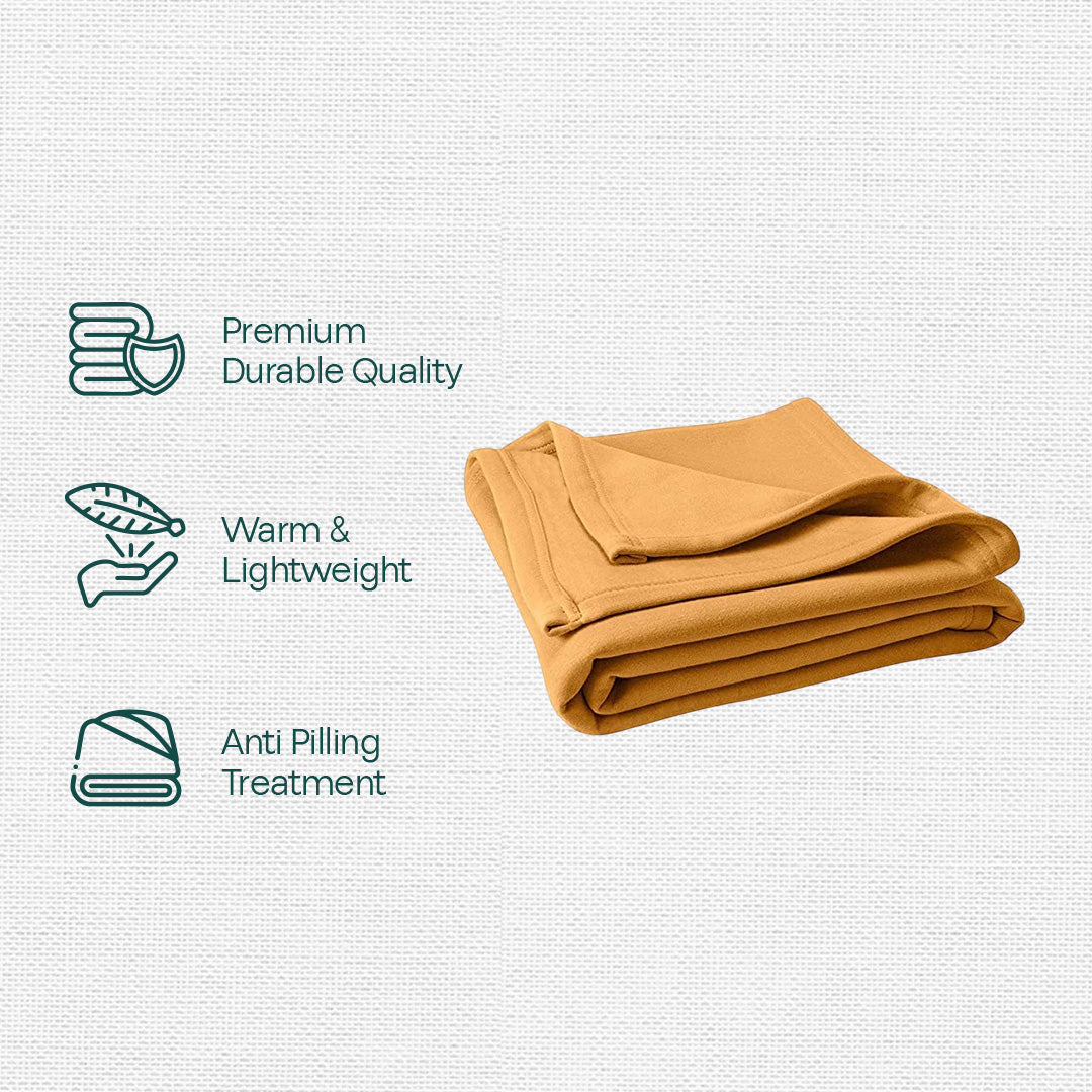 Beige Brew! Polar Fleece Blanket Single Bed 400 GSM, Pack of 1