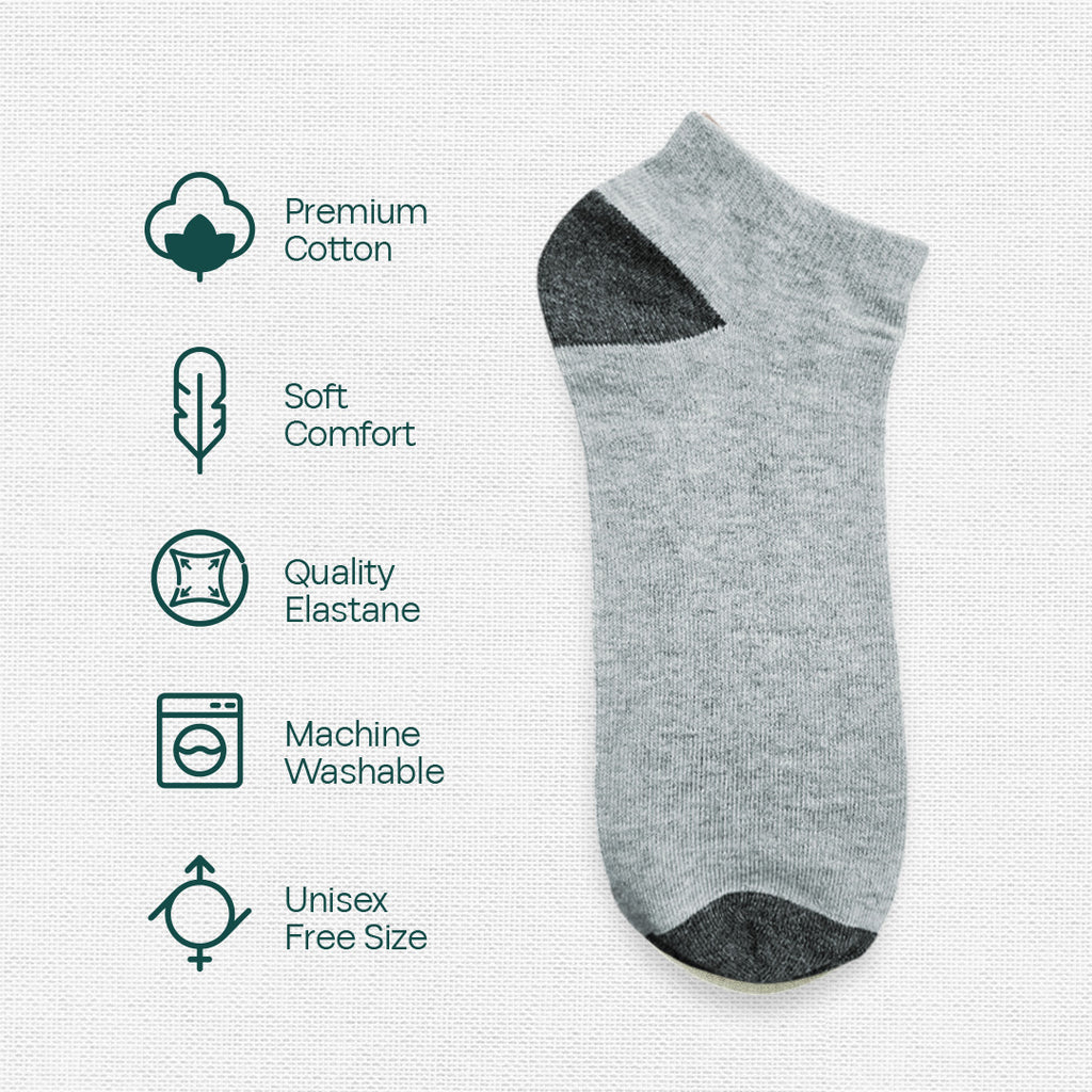 Melange & Charcoal! Mix Unisex Socks, Premium Cotton, Low Ankle Length, Pack of 2