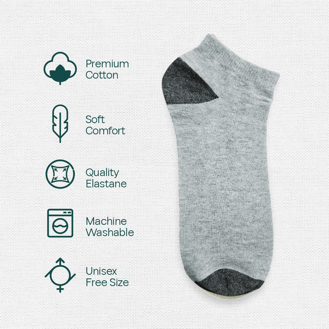 Melange & Charcoal! Mix Unisex Socks, Premium Cotton, Low Ankle Length, Pack of 2