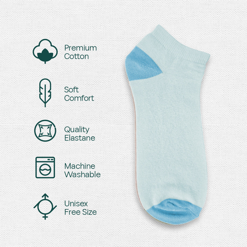Charcoal & Blue! Mix Unisex Socks, Premium Cotton, Low Ankle Length, Pack of 2