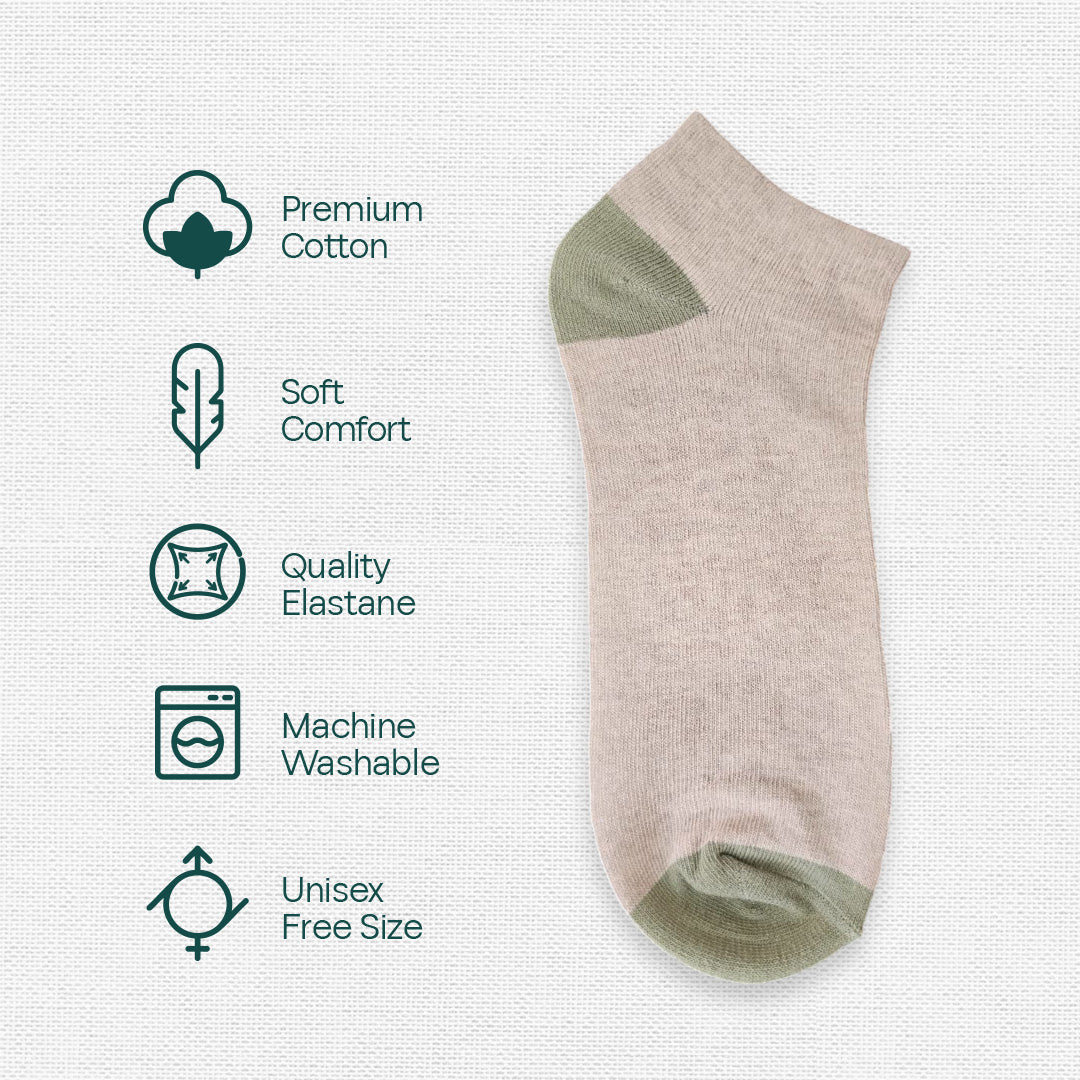 Blue & Beige! Mix Unisex Socks, Premium Cotton, Low Ankle Length, Pack of 2
