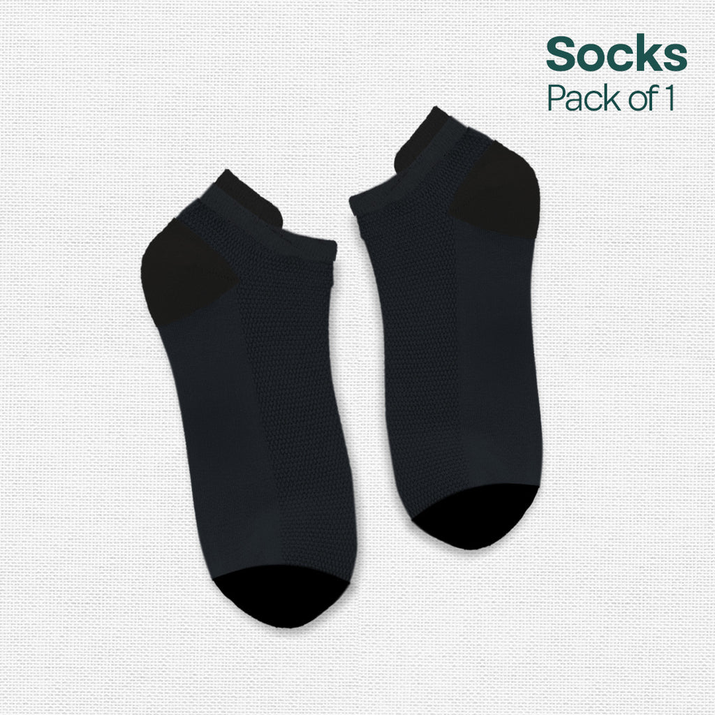 Everyday Navy! Unisex Socks with Puller, Premium Combed Cotton, Ankle Length, Pack of 1