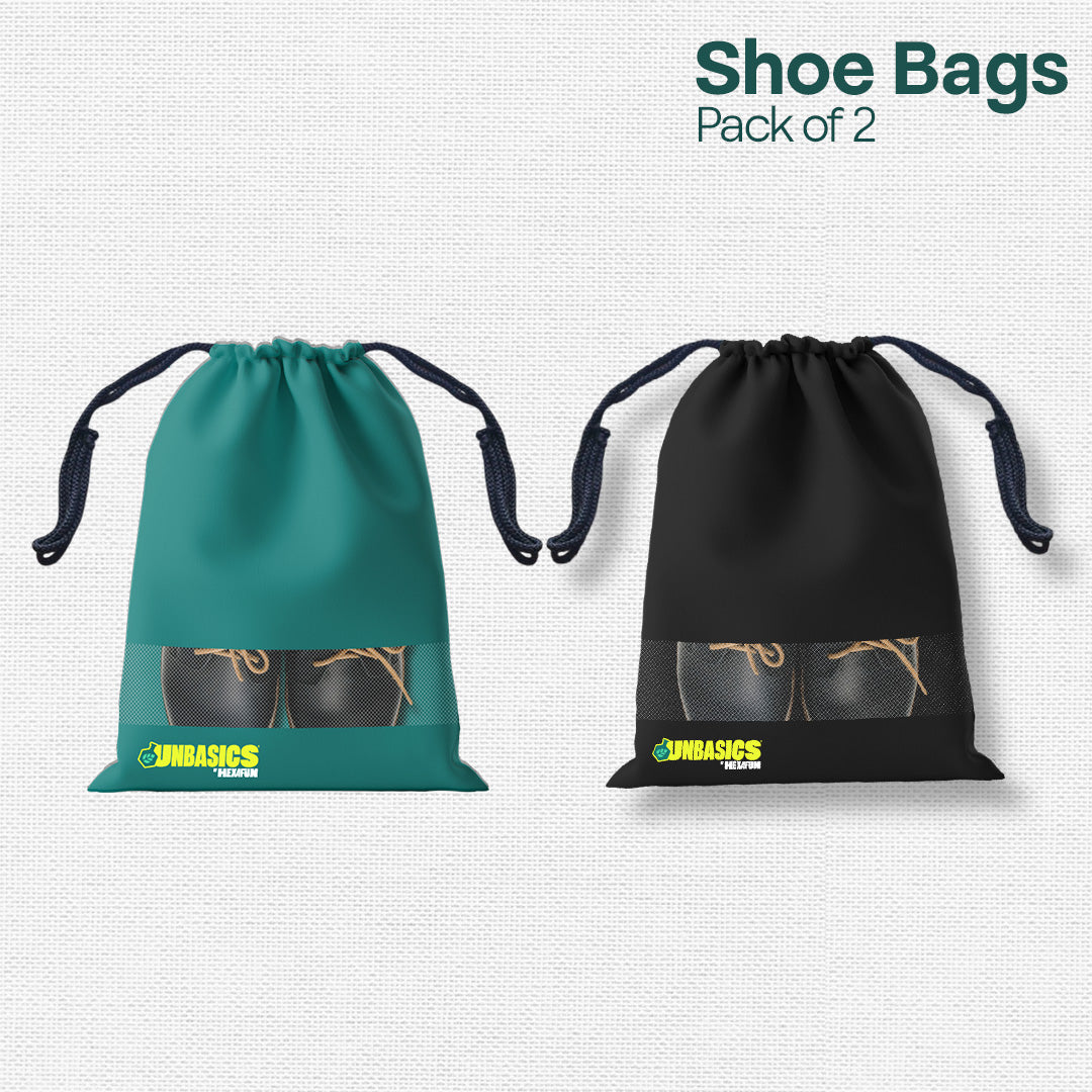 Badass Bold Unisex Shoe Bags, 100% Recycled Fabric, Pack of 2, Series 3
