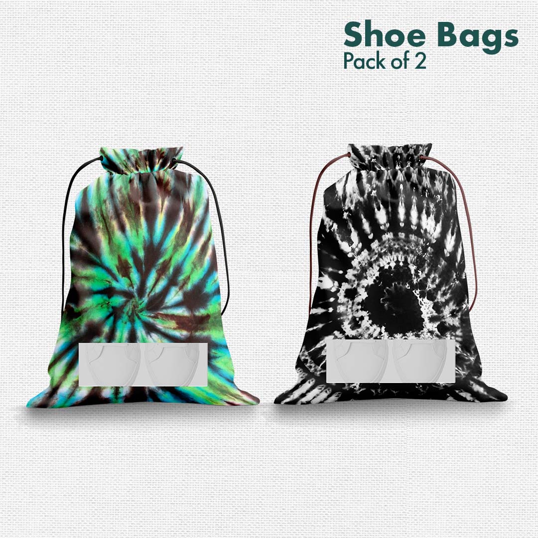 Tye Dye Unisex Shoe Bags, 100% Recycled Fabric, Pack of 2, Series 1