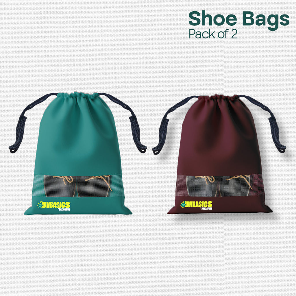 Badass Bold Unisex Shoe Bags, 100% Recycled Fabric, Pack of 2, Series 4