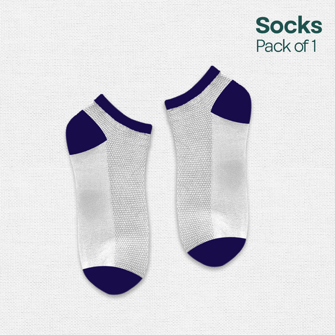 White Mix Match! Unisex Socks, Premium Combed Cotton, Ankle Length, Pack of 1