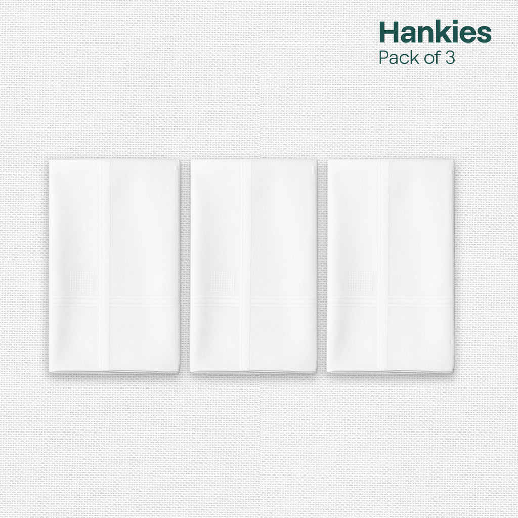 Formalistic! Premium 100% Cotton Handkerchiefs, Pack of 3