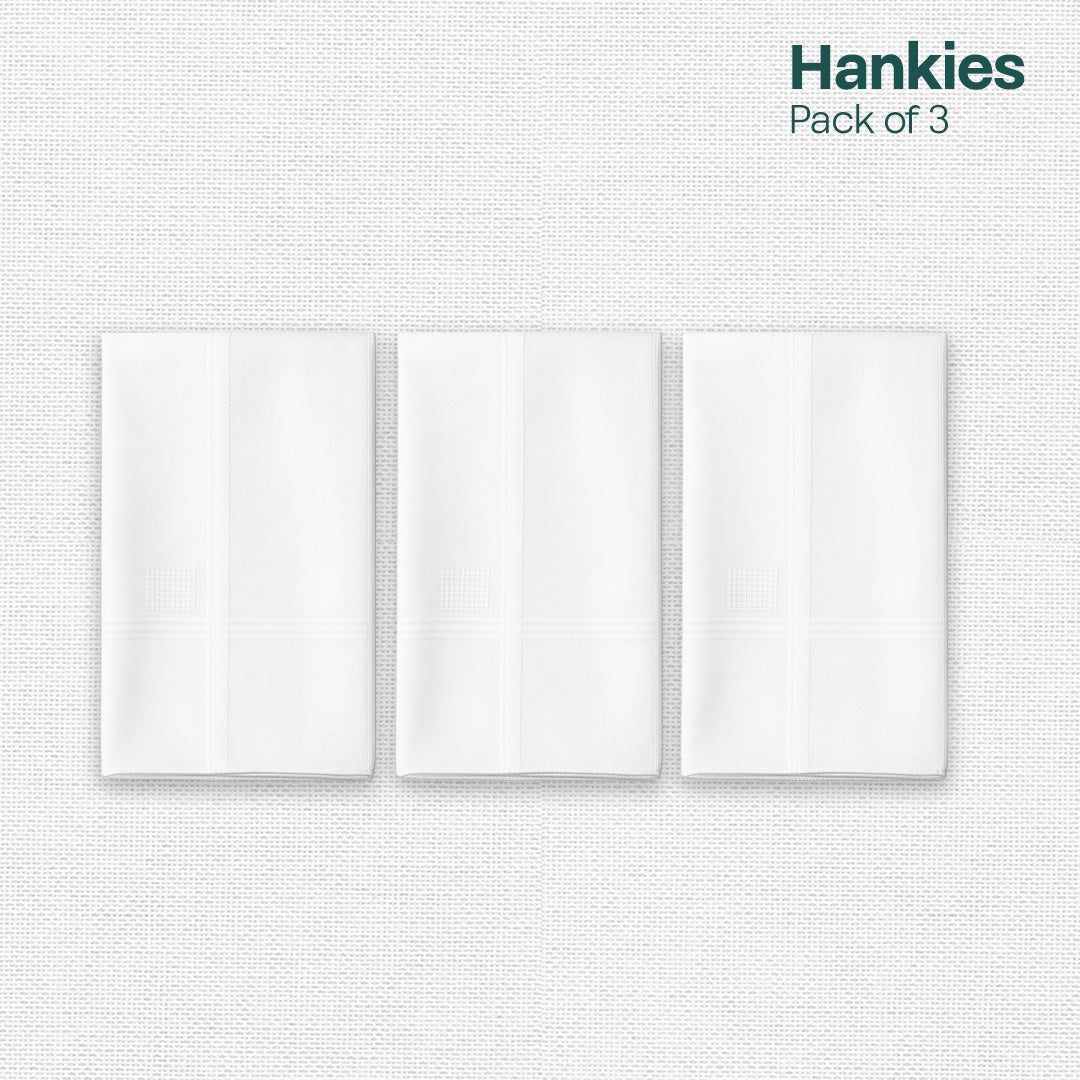 Formalistic! Premium 100% Cotton Handkerchiefs, Pack of 3