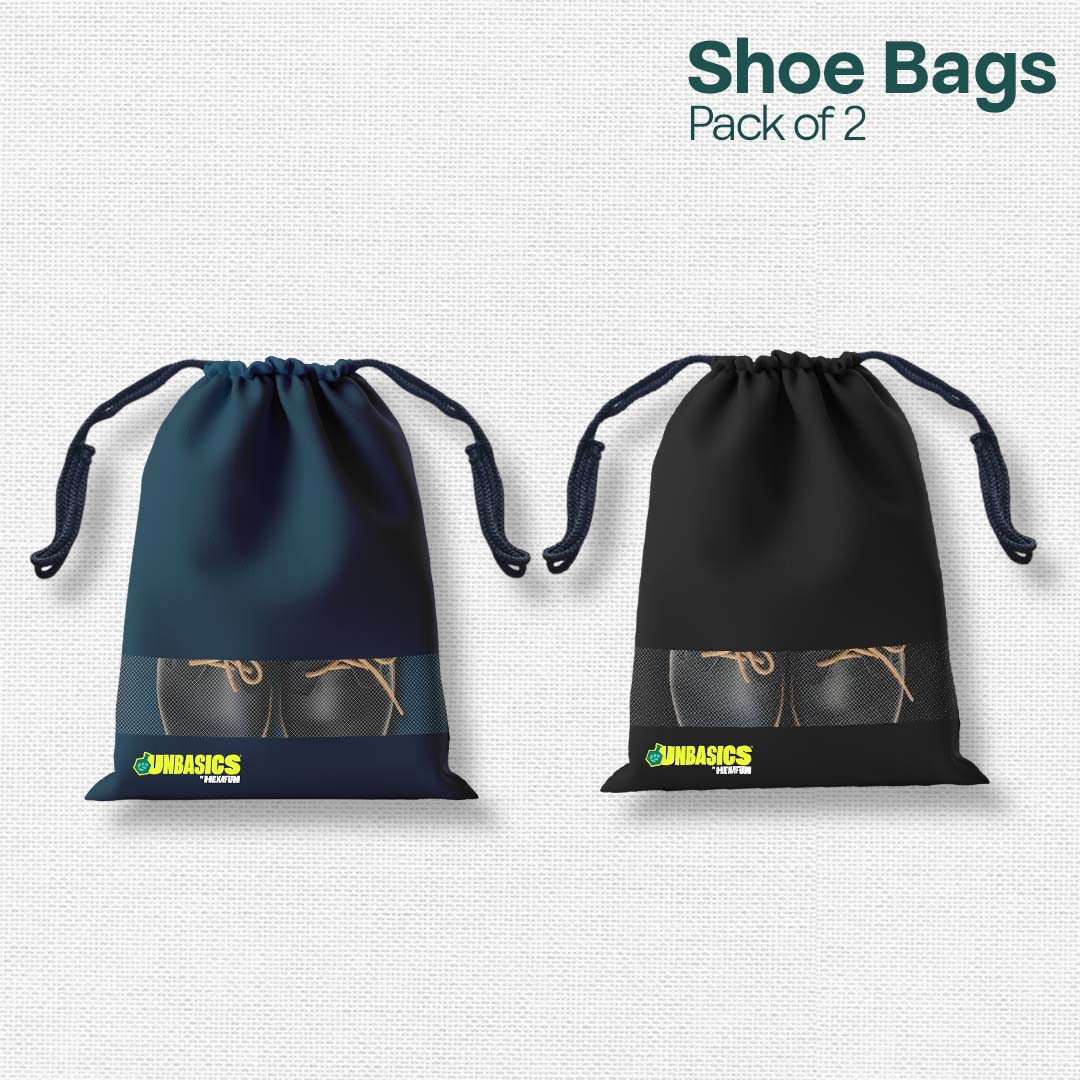 Badass Bold Unisex Shoe Bags, 100% Recycled Fabric, Pack of 2, Series 1