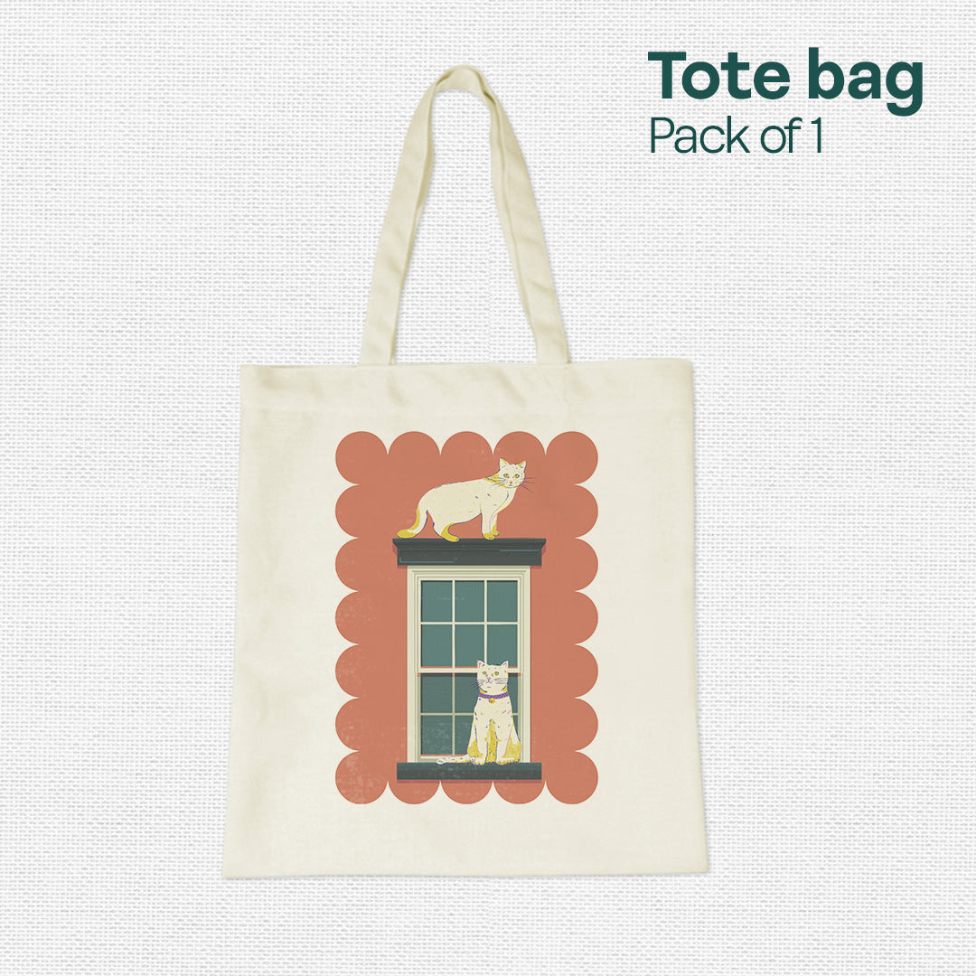 Clever Cat! Canvas Tote Bag, 100% Recycled Fabric, Pack of 1