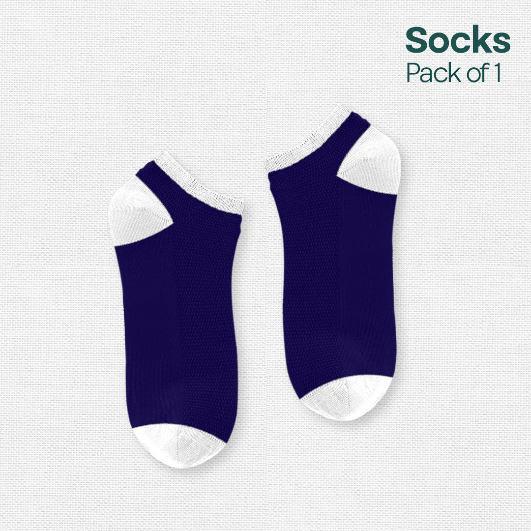 Navy Mix Match! Unisex Socks, Premium Combed Cotton, Ankle Length, Pack of 1