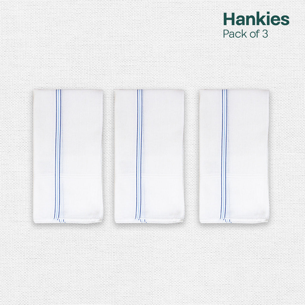 Casualistic! Premium 100% Cotton Handkerchiefs, Pack of 3