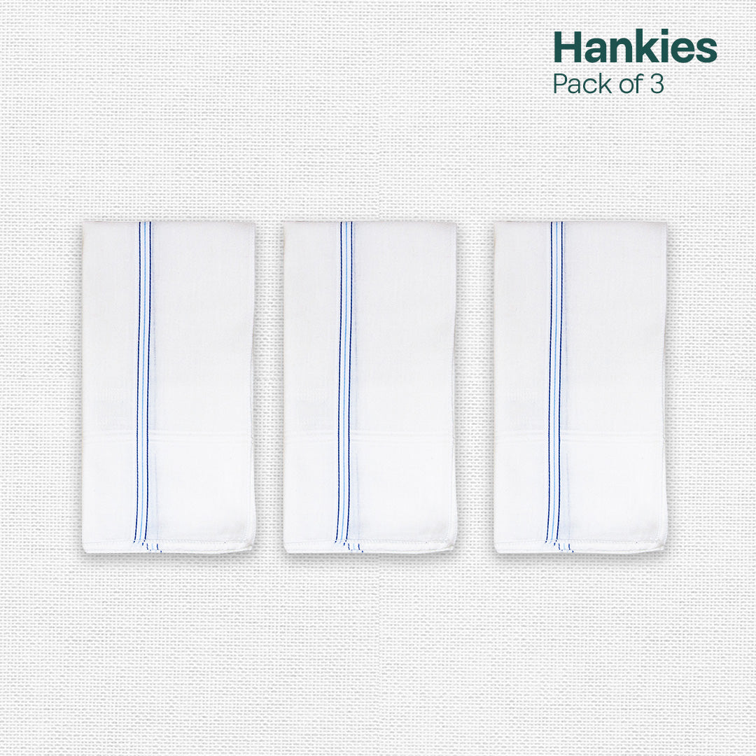 Casualistic! Premium 100% Cotton Handkerchiefs, Pack of 3