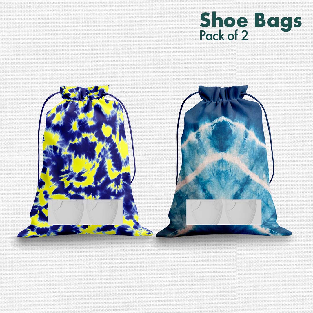 Tye Dye Unisex Shoe Bags, 100% Recycled Fabric, Pack of 2, Series 2