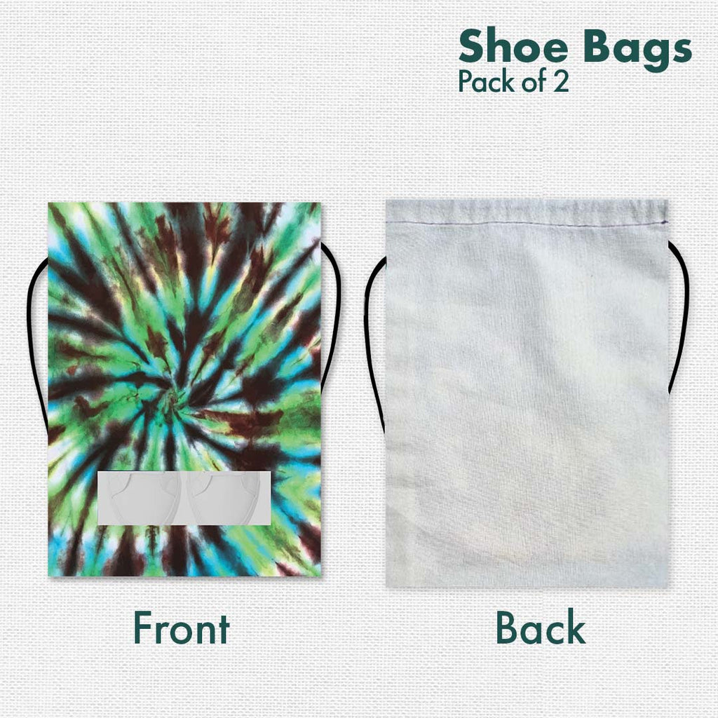 Tye Dye Unisex Shoe Bags, 100% Recycled Fabric, Pack of 2, Series 1