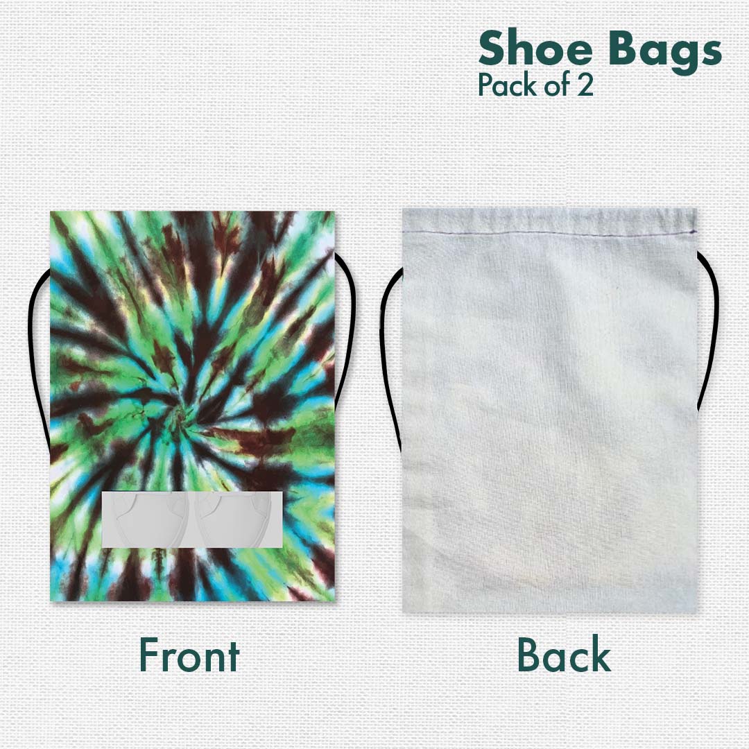 Tye Dye Unisex Shoe Bags, 100% Recycled Fabric, Pack of 2, Series 1