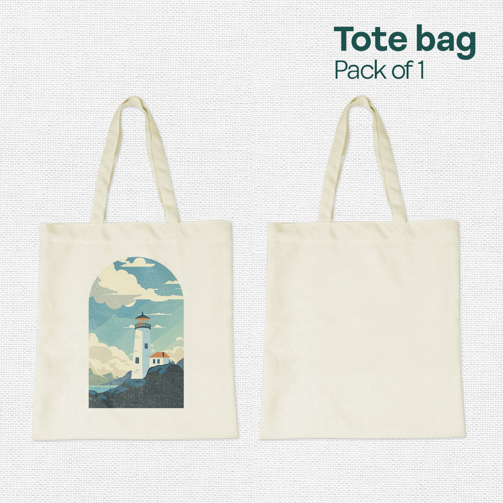 Vintage Lighthouse! Canvas Tote Bag, 100% Recycled Fabric, Pack of 1