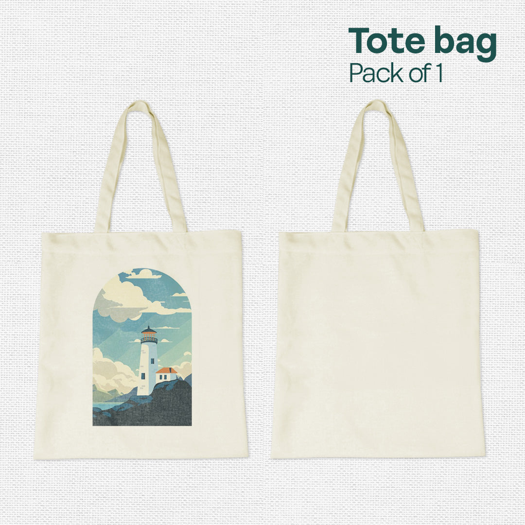 Vintage Lighthouse! Canvas Tote Bag, 100% Recycled Fabric, Pack of 1