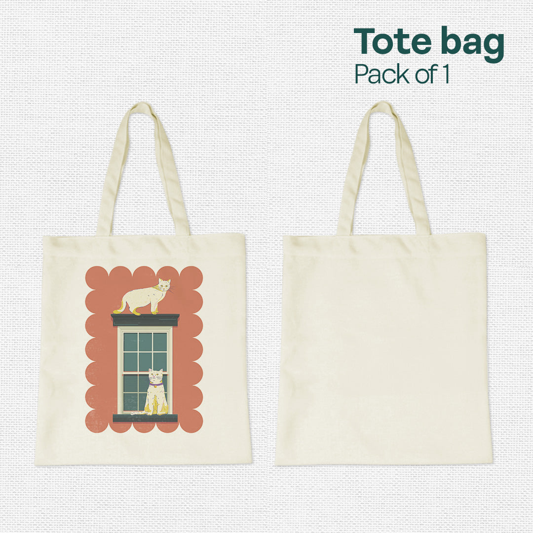 Clever Cat! Canvas Tote Bag, 100% Recycled Fabric, Pack of 1