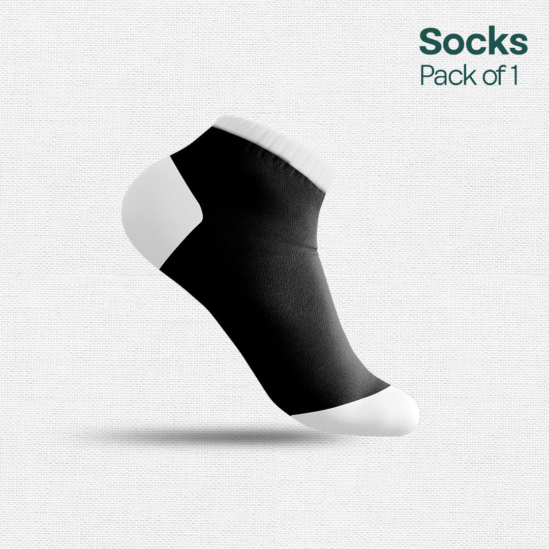 Black Mix Match! Unisex Socks, Premium Combed Cotton, Ankle Length, Pack of 1